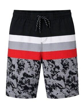 NWT Eddie Bauer E-Board Mens Swim Trunks XL 40-42 Black Red UPF 50 Stretch